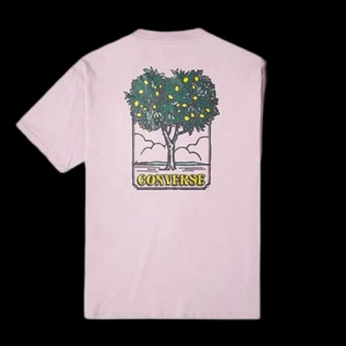 Converse Cartoon Printing Loose Sports Round Neck Short Sleeve Pink Purple