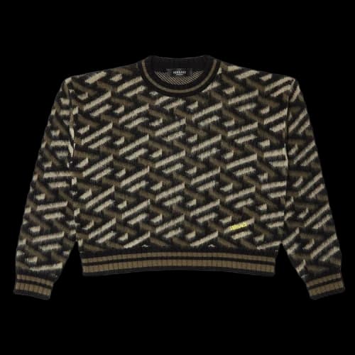 Versace Monogram Jacquard Knit Sweater 'Black/Khaki'