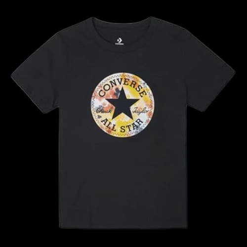 Converse Washed Bloom Printing Casual Short Sleeve Black (Women's)