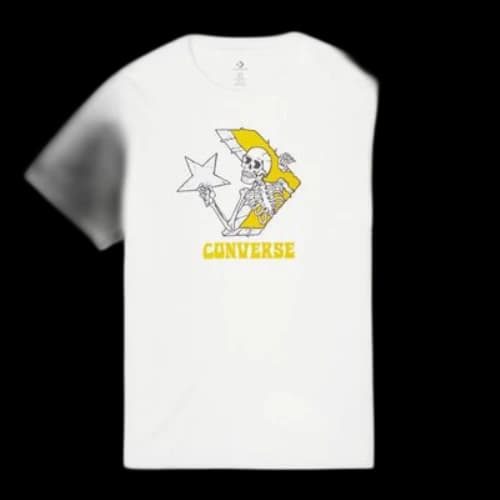 Converse Skeleton Printing Knit Round Neck Short Sleeve White