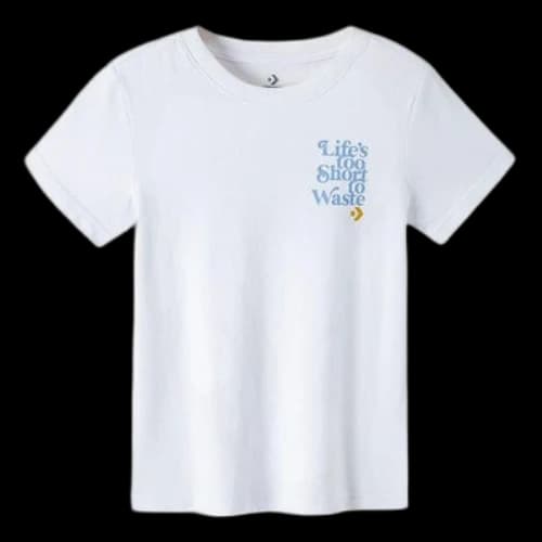 Converse Renew Life's Too Short To Waste Wake-Up Call Graphic Tee 'White'