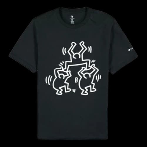 Men's Converse x Keith Haring Crossover Cartoon Pattern Round Neck Short Sleeve Black (Women's)
