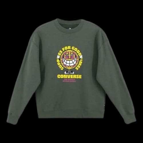 Converse GOOD TIMES Graphic Pullover Crew Sweatshirt 'Olive Green'