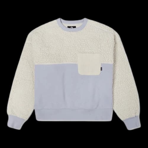 Converse Splicing Lamb's Wool Round Neck Pullover Milk White Hoodie (Women's)