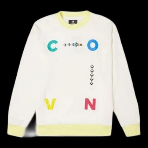 Converse Sports Contrast Letter Print Crew Neck Sweatshirt 'White'
