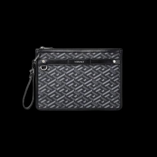 Versace La Greca Signature Pouch 'Black/Grey'
