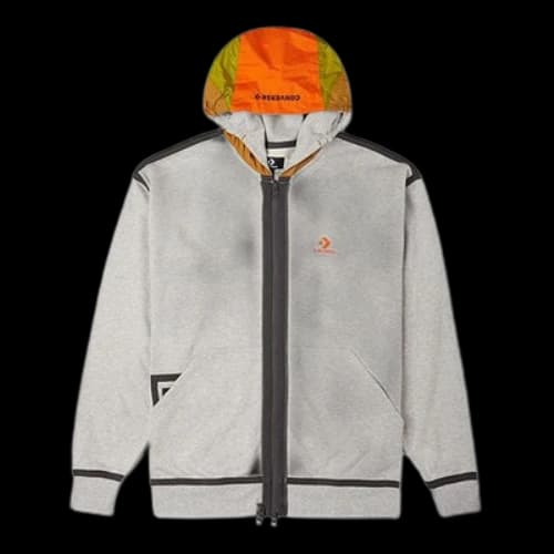 Converse Contrast Color Stitching Zipper Hooded Jacket Couple Style Gray