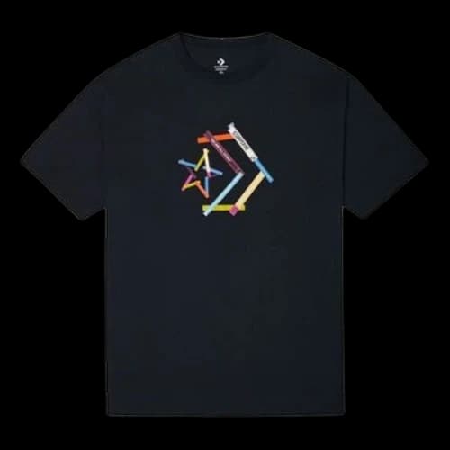 Converse Star Chevron Printing Sports Round Neck Short Sleeve T-Shirt 'Black'