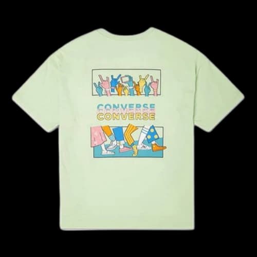 Converse Pattern Printing Loose Knit Short Sleeve Green (Women's)