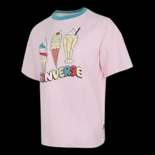 Converse Ice Cream Printing Sports Short Sleeve Pink T-Shirt (Women's)