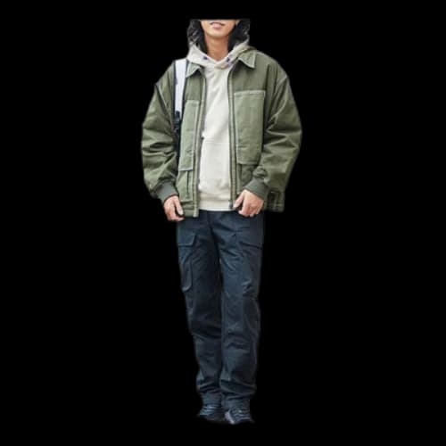 Converse Colorblock Pocket Canvas Cargo Jacket Couple Style Grass Green