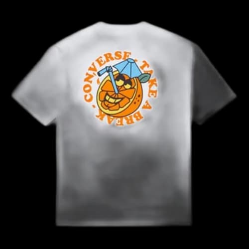 Converse Cartoon Pattern Printing Loose Round Neck Short Sleeve White