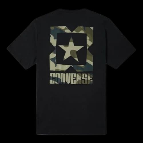 Converse Casual Sports Breathable Camouflage Printing Short Sleeve Black