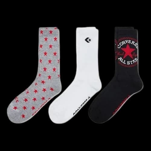 Converse Logo Patterns Quarter Socks 'Black Grey White'