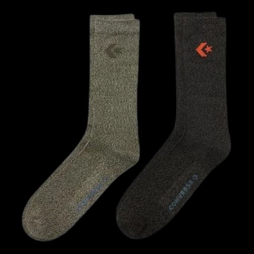 Converse Embroidered Logo Quarter Socks Two Pairs 'Black Olive Green'