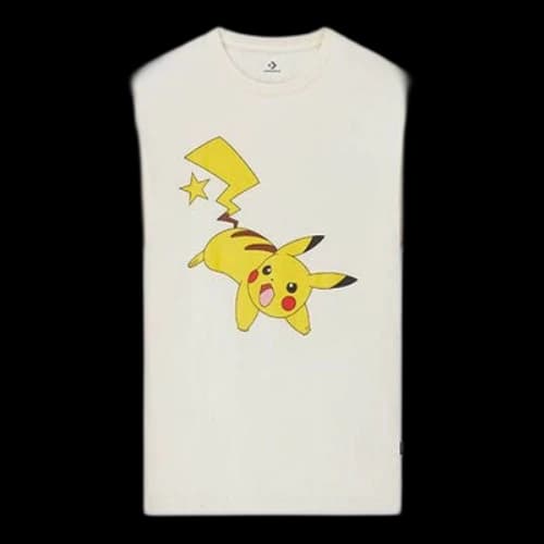 Converse x POKEMON Crossover Cartoon Printing Sports Round Neck Short Sleeve Beige T-Shirt