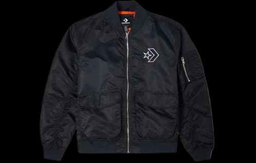 Converse SS22 Logo Loose Sports Retro aviator Jacket Unisex Black