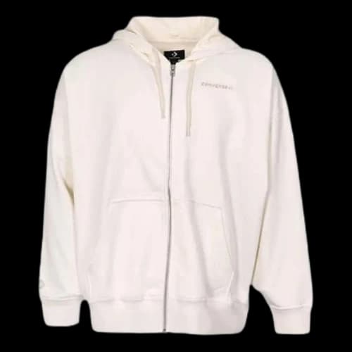 Converse Oversized Full-Zip Hoodie 'Off White' (Women's)