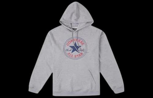 Converse Go-To All Star Patch Standard-Fit Fleece Pullover Hoodie 'Grey'