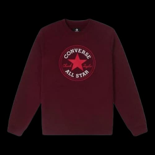Converse Go-To All Star Patch Standard-Fit Fleece Crew Sweatshirt 'Burgundy' (Women's)