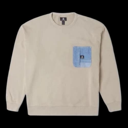 Converse Denim Patchwork Crew Sweatshirt 'Beach Stone'