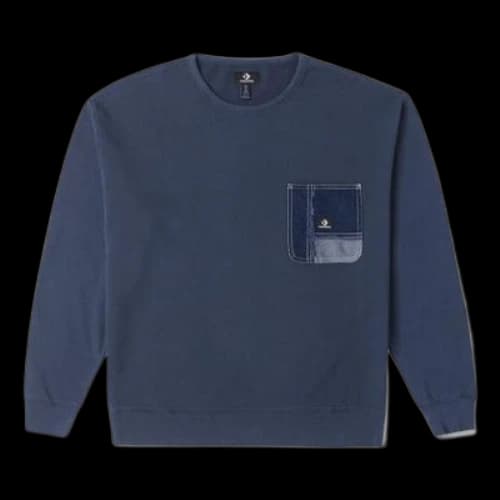Converse Denim Patchwork Crew Sweatshirt 'Navy'