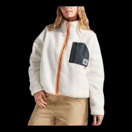 Converse Reversible Sherpa Full-Zip Jacket 'Egret Black' (Women's)
