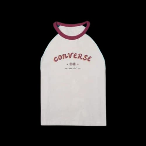 Converse Logo Baseball T-Shirt 'White Blue' (Women's)