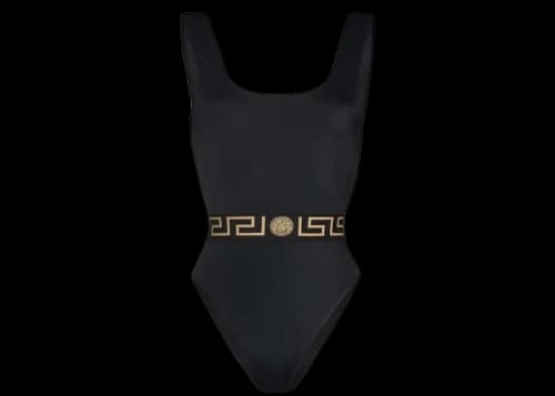 Versace Greca Print One-piece Swimsuit Black