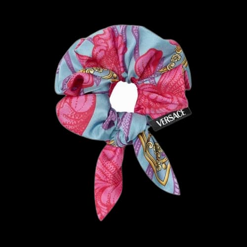 Versace Silk Twill Acid Bouquet Print Hair Accessory 'Cornflower'