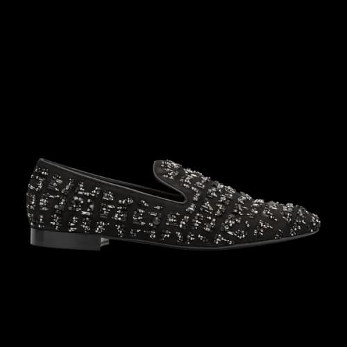 Versace Suede Bead-Embellished Slipper 'Black Silver'