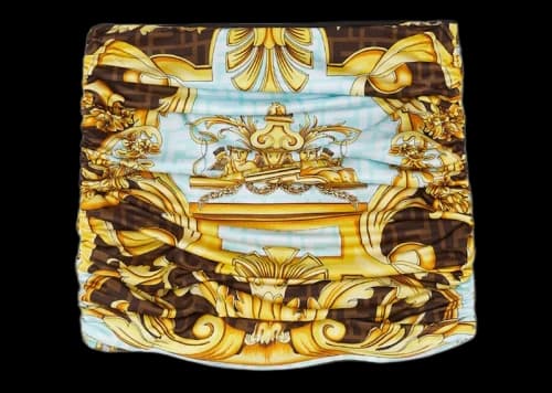Fendi Fendace Baroque Ruched Mini Skirt Gold/Blue