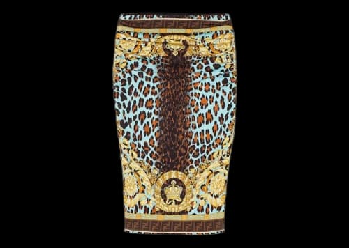 Fendi Fendace Wild Baroque Ruched Midi Skirt Multicolor