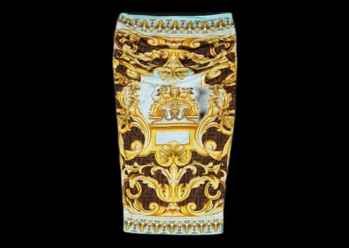 Fendi Fendace Baroque Ruched Midi Skirt Gold/Blue