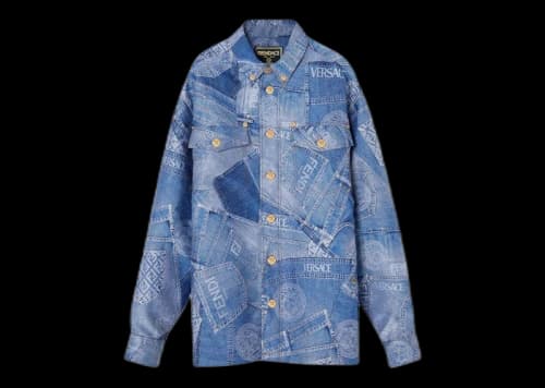 Fendi Fendace Patchwork Jacquard Jacket Denim