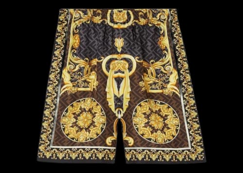 Fendi Fendace Baroque Silk Shorts Gold