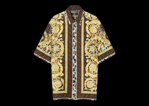 Fendi Fendace Baroque Silk (SS) Shirt Gold/Blue