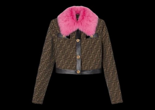 Fendi Fendace FF Faux Fur Jacket Brown/Pink