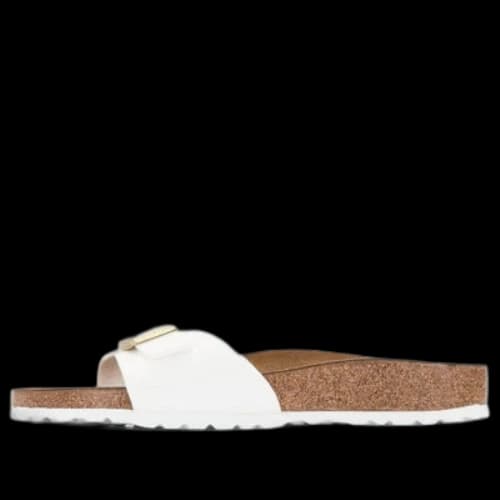 Birkenstock Madrid Birko-Flor Patent Narrow Fit Sandals 'Patent White'