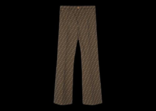 Fendi Fendace FF Flared Jacquard Mens Pants Brown