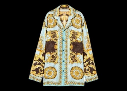 Fendi Fendace Baroque Mens Pyjama Top Gold/Blue