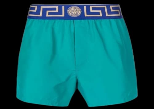 Versace Greca Logo Swim Shorts Turquoise/Royal Blue
