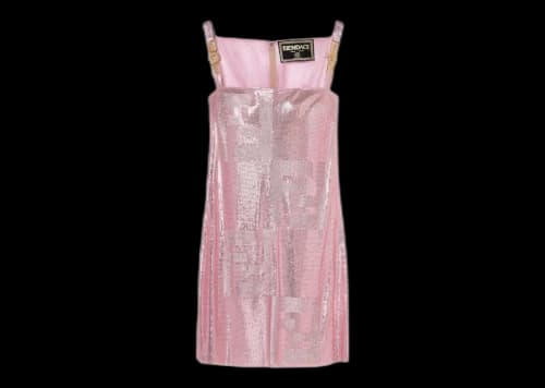 Fendi Fendace Metal Mesh Mini Dress Pink