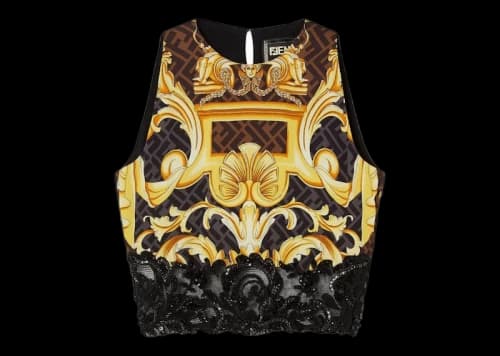 Fendi Fendace Baroque Crop Top Gold/Black
