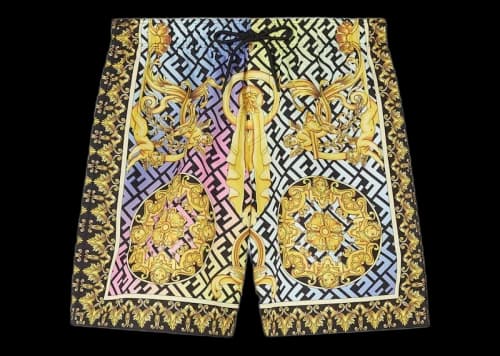Fendi Fendace Baroque Mid-Length Swim Shorts Gold