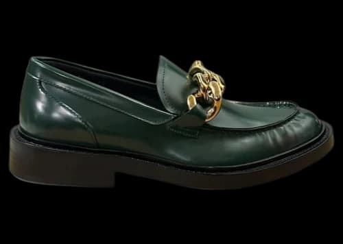 Versace Chain Leather Loafers Green