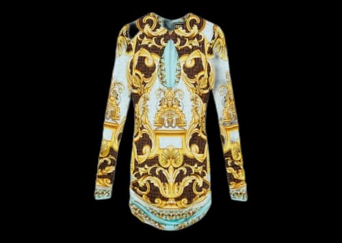 Fendi Fendace Baroque Mini Dress Gold