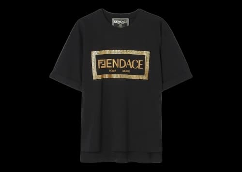 Fendi Fendace Logo Womens T-shirt Black/Gold
