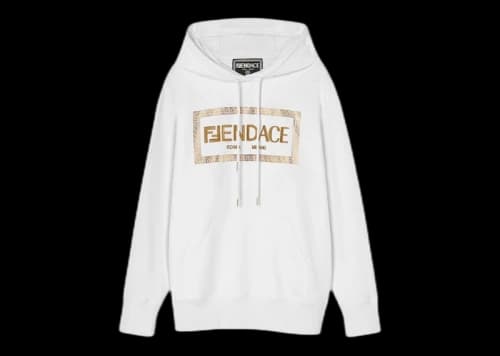 Fendi Fendace Logo Womens Hoodie White/Gold