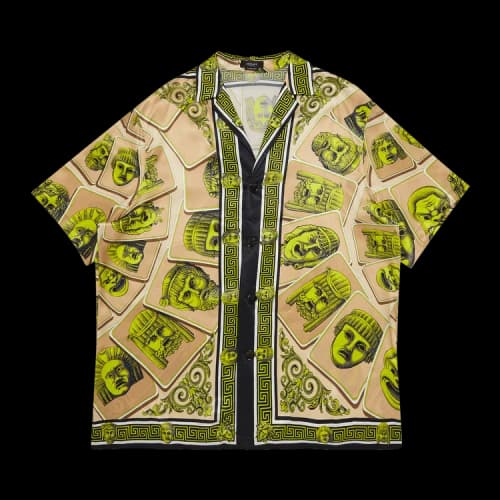 Versace Short-Sleeve Silk Informal Shirt 'Acid Green/Moonstruck'
